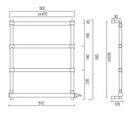 Полотенцесушитель электрический Margaroli Sole 5424704CRNC