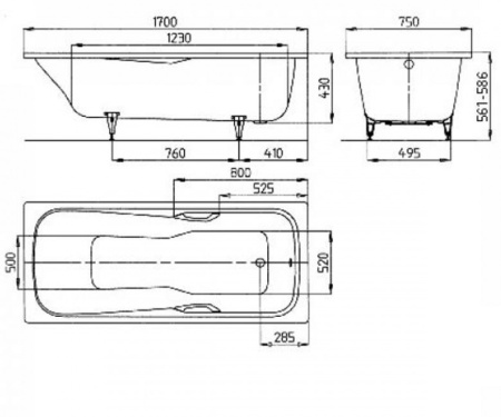 Ванна стальная (170х75) KALDEWEI DYNA SET STAR 226200010001