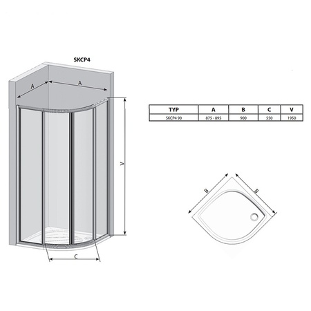 Душевой уголок Ravak Supernova SKCP4-90 90x90 3117O10NZ1B