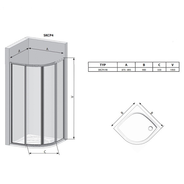 Душевой уголок Ravak Supernova SKCP4-90 90x90 3117O10NZ1B