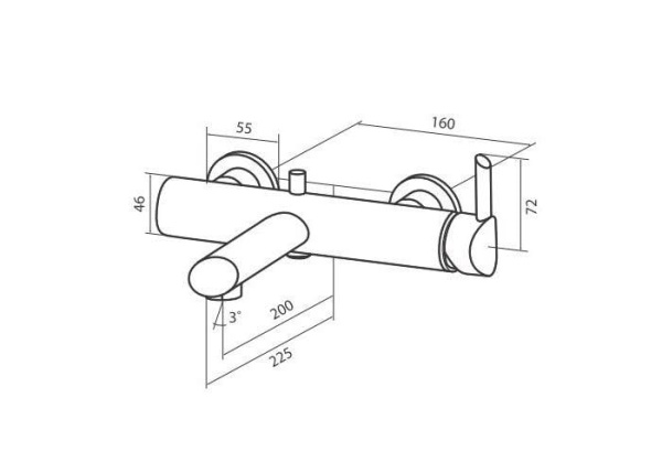 F1510000 Awe, смеситель д/ванны/душа, излив 200 мм, хром, шт