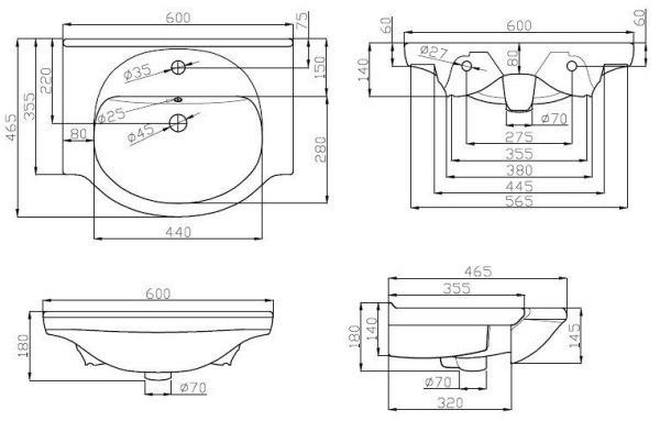 Раковина Dorff Tradition 60 M95WCC0602WG