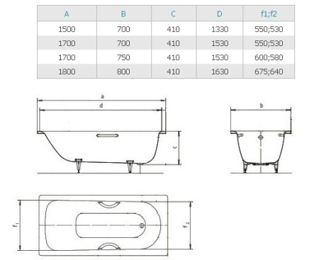 Стальная ванна Kaldewei Saniform Plus Star  331 (150х70) с отверстиями для ручек 133100013001