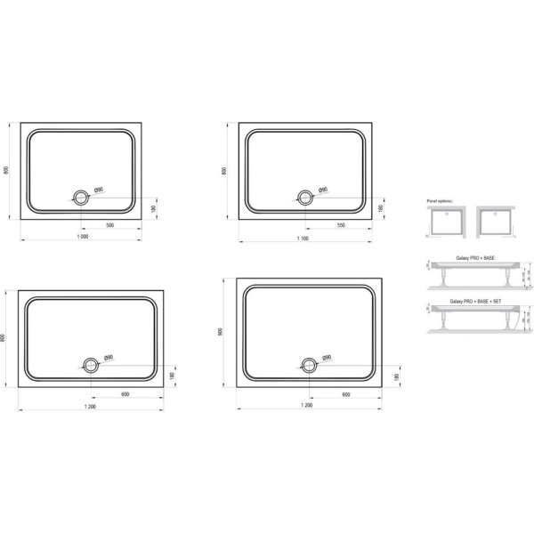 Душевой поддон 110x80 см Ravak Gigant Pro Chrome XA04D401010
