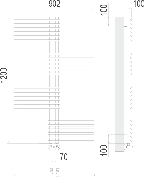 Полотенцесушитель водяной Terminus ЕВРОПА (70х1200) П24 4670078530622