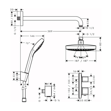 Душевой комплект с термостатом Hansgrohe Croma Select E 27294000 хром