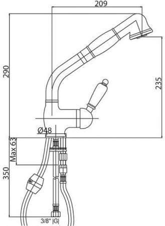 Смеситель для кухни Cezares VINTAGE VINTAGE-LLDM-02-Sw бронза