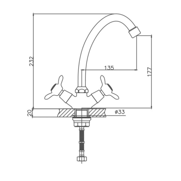 Смеситель для кухни Cron CN4112-2