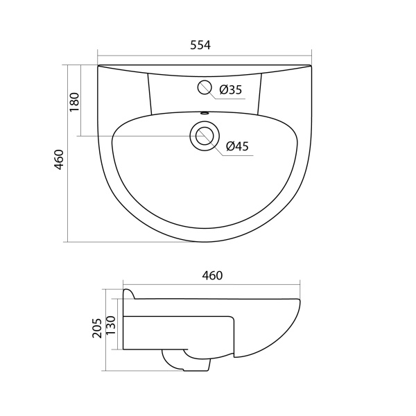 Раковина подвесная (55,4х46) Santek Антик 55 1WH110186