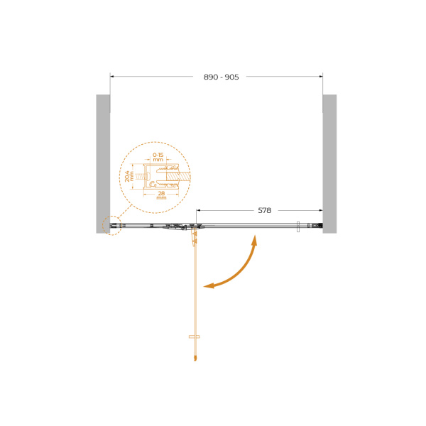 Душевая дверь (90х195) CEZARES LINER LINER-B-12-90-C-NERO-L
