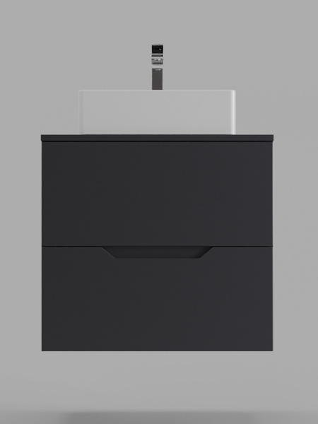 Тумба с раковиной подвесная 60 см Orange Line Li-60TugMDF+B04-405W графит/белый