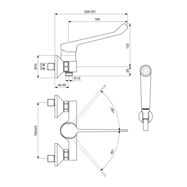 Смеситель для душа Ideal Standard BASE B5117AA, хром