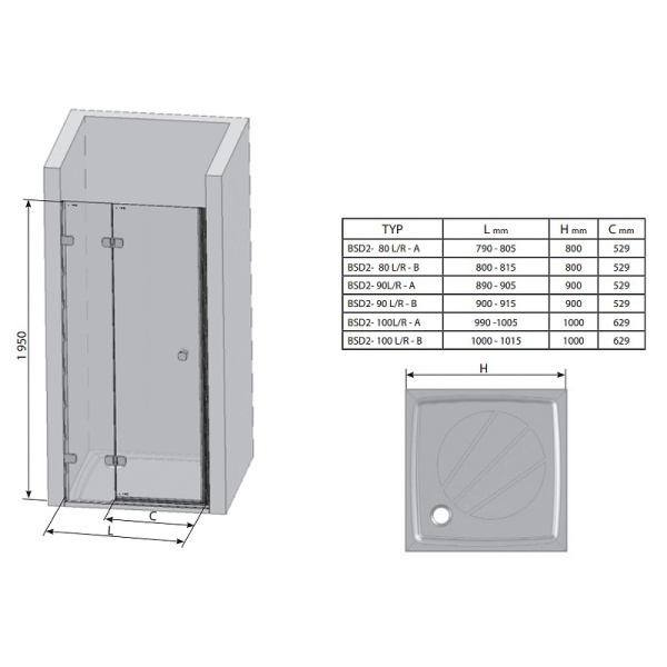 Душевая дверь Ravak Brilliant BSD2-100 B-L 0ULABA00Z1