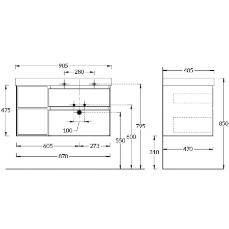 Тумба под раковину Kerama Marazzi Cubo 90 CUB.90Rh\MAL