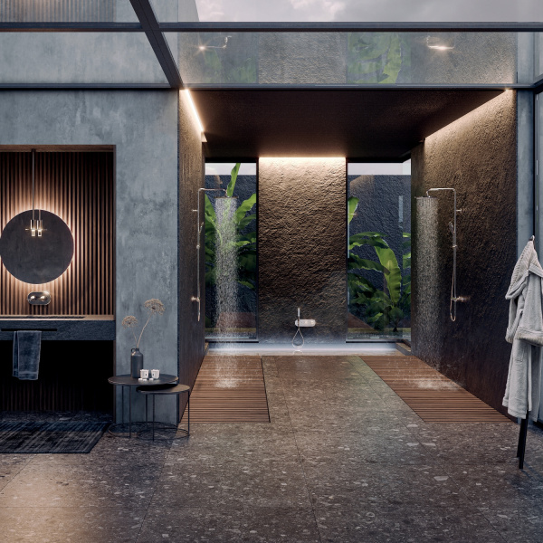 Душевая система с термостатом BOSSINI Apice L10505.073 черный