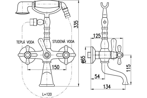Смеситель для ванны Rav Slezak Morava Retro MK560.5/2
