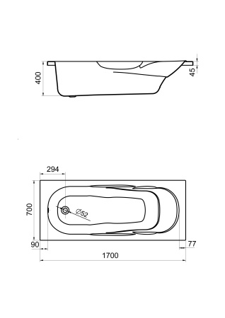 Акриловая ванна (170х70)  Santek Касабланка М   1WH501531