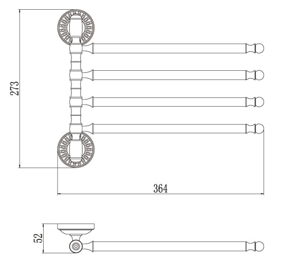 Держатель для полотенец Savol поворотный 4-ой S-006604H