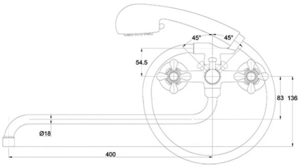 Смеситель для ванны с душем KAISER Carlson Style (44255)