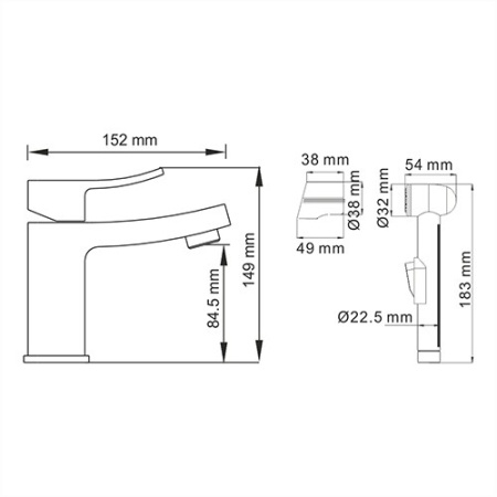 Смеситель для умывальника с гигиенической лейкой WasserKRAFT Aller 1068