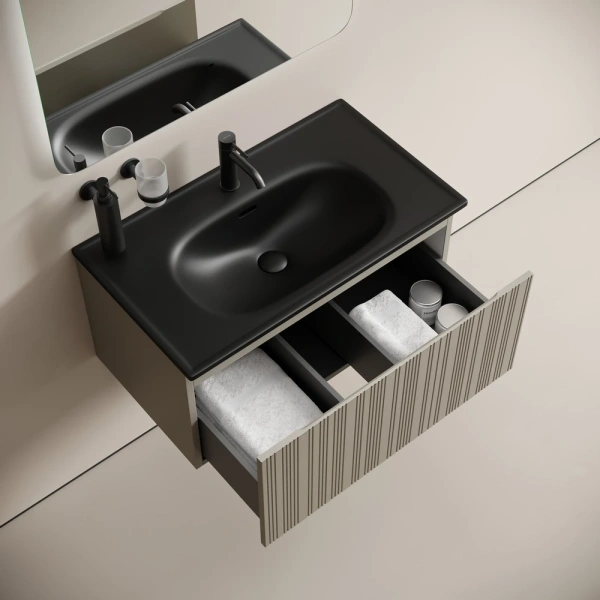 Тумба без раковины подвесная Sancos Code CD80GP серая платина матовый