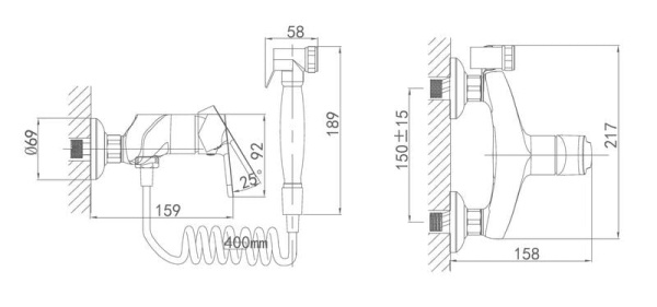 Смеситель с гигиеническим душем встраиваемый D&K Rhein Marx (DA1394541)