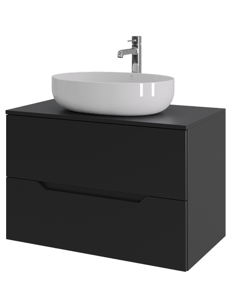 Тумба с раковиной подвесная 80 см, Orange Line Li-80TubMDF+B05-520W черный/белый