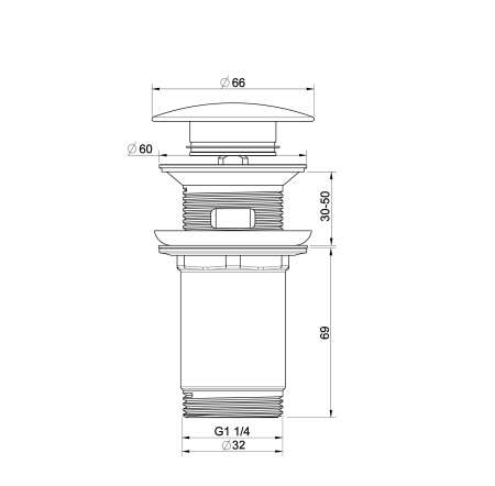 Донный клапан для раковины с переливом  WONZON & WOGHAND, брашированное золото WW-88SS09-BG