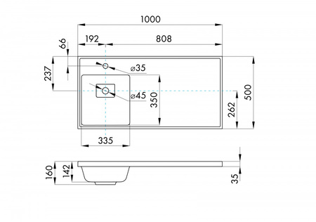 Раковина Aquaton Лайн 1A72853KLF21L, 100 см, литьевой мрамор, левая, графит