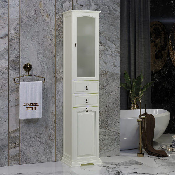 Пенал Opadiris Риспекто 40, с бельевой корзиной, цвет слоновая кость, правый, 00-00005837