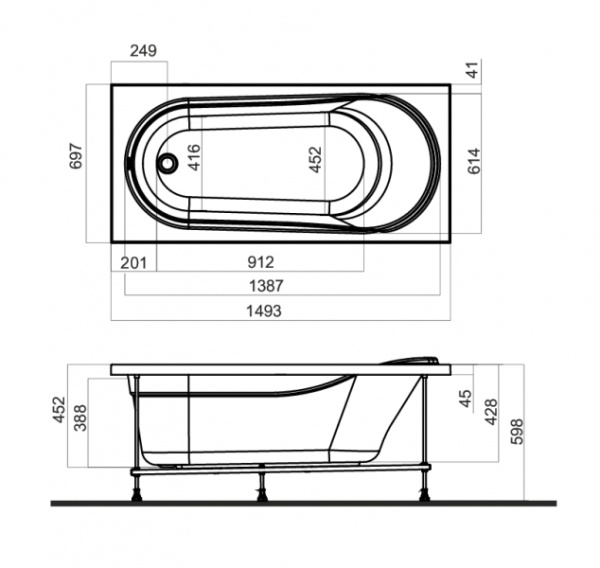 Каркас для ванны AM.PM Joy W85A-150-070W-R