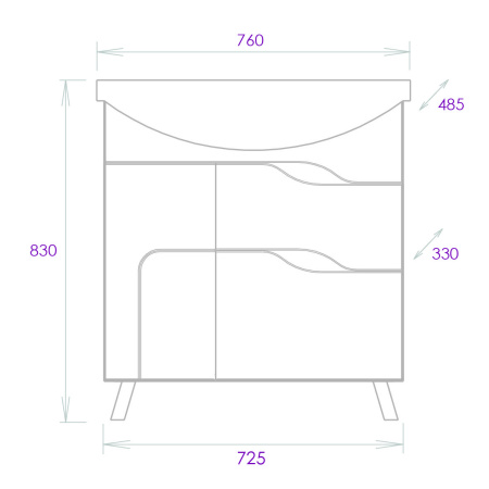 Тумба под раковину напольная Onika Веронэлла 75 107514