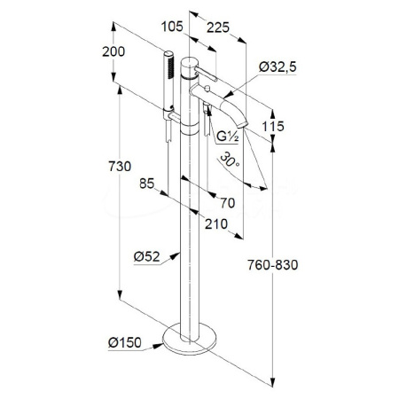 Смеситель напольный для ванны Kludi Bozz 385903976