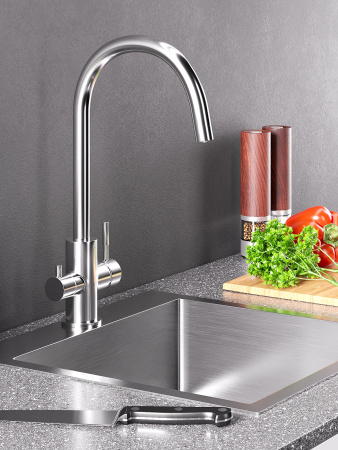Смеситель для кухни однорычажный с каналом для питьевой воды Agger Zest A0700700 хром