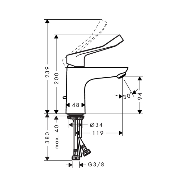 Смеситель для раковины без донного клапана Hansgrohe Focus 31915000 хром
