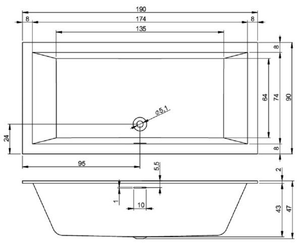 Акриловая ванна Riho Rething Cubic (190 x 90) B109013005 Акриловая ванна Riho Rething Cubic (190 x 90) B109013005