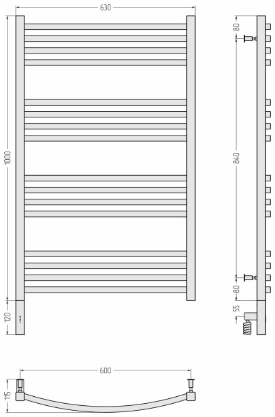 Полотенцесушитель электрический (100х60) Cунержа Аркус 3.0 15-5704-1060 левый