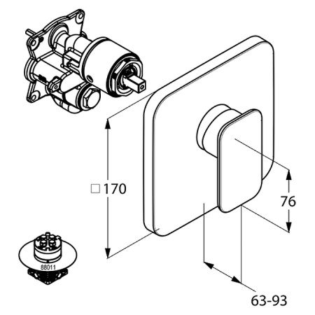 Встраиваемый смеситель для душа Kludi E2 496550575