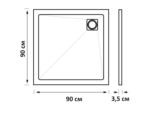 Душевой поддон из литьевого мрамора Taliente 90x90 PTA-ST-90Bstone