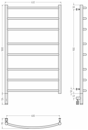 Полотенцесушитель электрический Сунержа Галант 3.0 (100х60) 020-5800-1060 левый