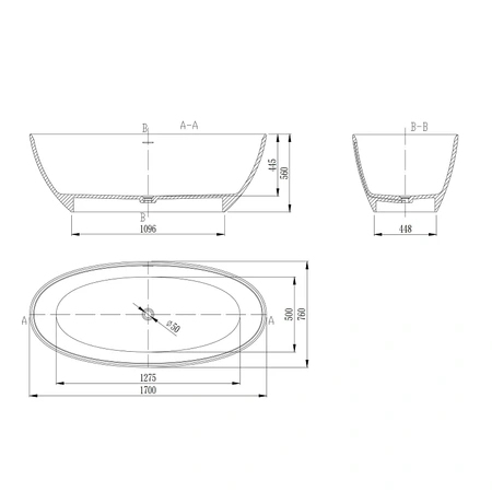 Ванна из искусственного камня (170х75) Vincea VBT-4S01MW белый