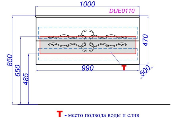 Тумба под раковину Clarberg Due amanti 100 DUE0110W