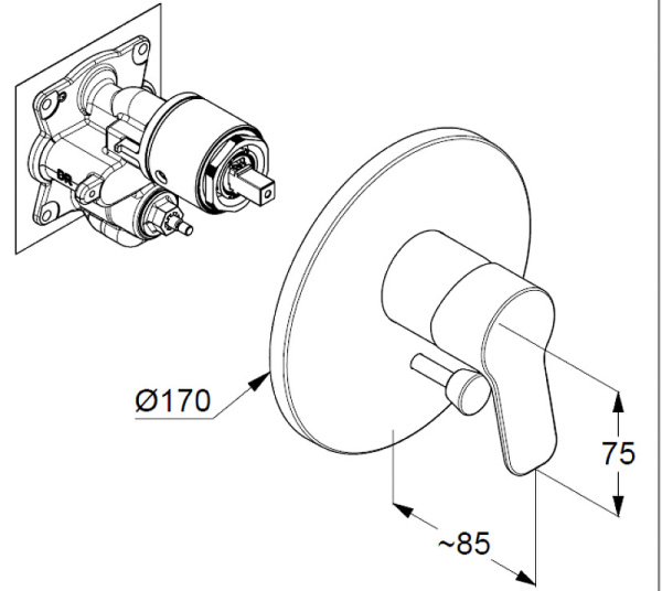 Встраиваемый смеситель для ванны Kludi Pure&Easy 376500565