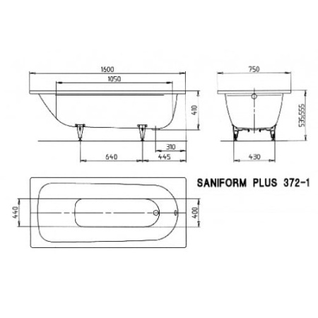 Стальная ванна Kaldewei SANIFORM PLUS 372-1 Standard (160х75) 112500010001
