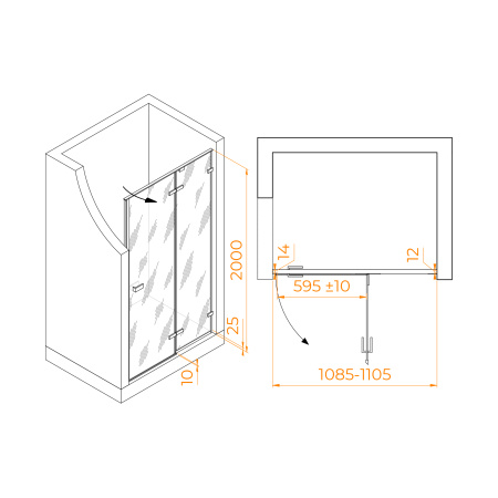 Душевая дверь 110 см RGW Stilvoll SV-004Gr 353200411-110 прозрачное