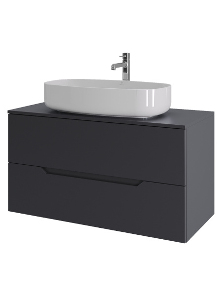 Тумба с раковиной подвесная 100 см, Orange Line Li-100TugMDF+B07-675W графит/белый