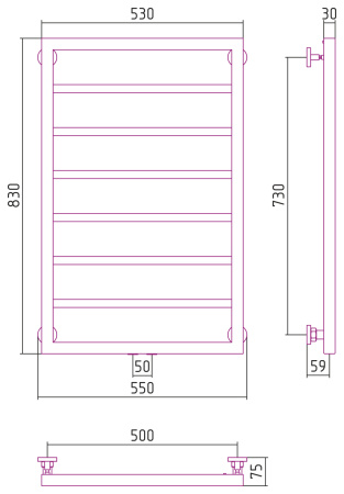 Полотенцесушитель Водяной Сунержа Канцлер (80х50) Шампань 020-0254-8050