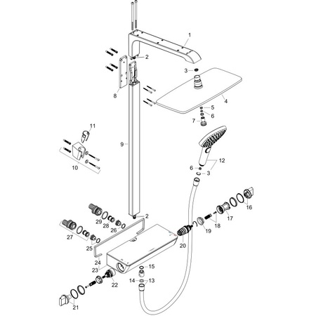 Душевая система с термостатом Hansgrohe Raindance E Showerpipe 360 1jet EcoSmart 27286000 хром