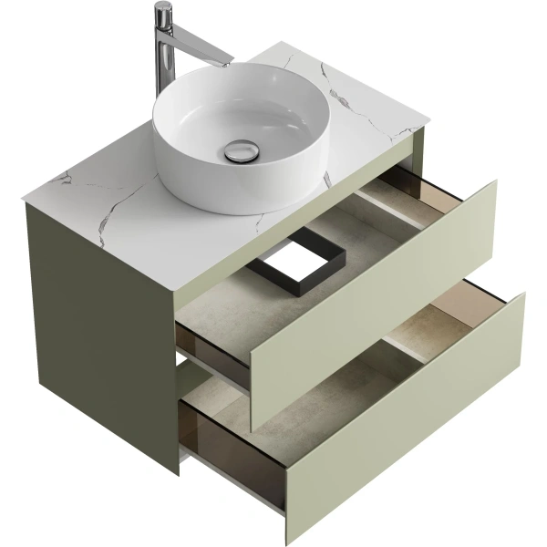 Тумба без раковины 80 см Aqwella Geometria GE01082SH шалфей зеленый матовый