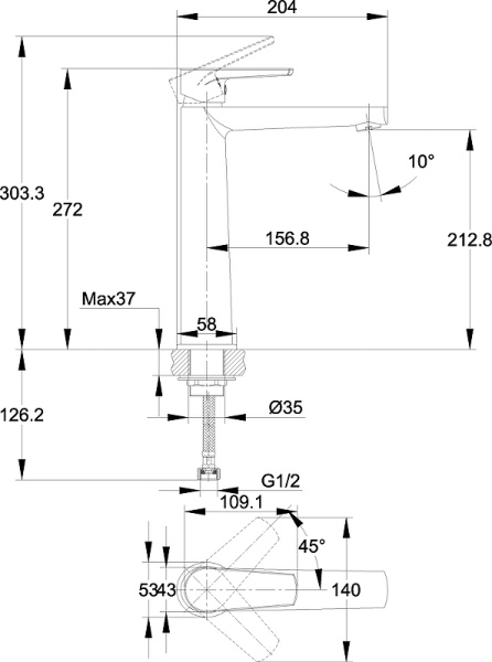 Смеситель для раковины Cersanit Moduo 64095 Смеситель для раковины Cersanit Moduo 64095